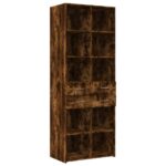vidaXL Vysoká skrinka dymový dub 70x42,5x185 cm kompozitné drevo – Obrázok 2