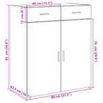 vidaXL Komoda, hnedý dub 80x42,5x93 cm, kompozitné drevo – Obrázok 10