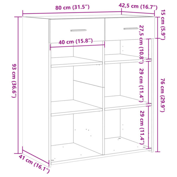 vidaXL Komoda, čierna 80x42,5x93 cm, kompozitné drevo – Obrázok 10