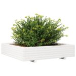 vidaXL Záhradný kvetináč biely 110x110x26,5 cm borovicový masív – Obrázok 4