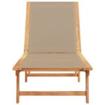 vidaXL Ležadlo sivohnedé akáciový masív a textilén – Obrázok 3