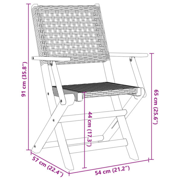 vidaXL 3-dielna bistro súprava čierna polyratan+drevený masív – Obrázok 12