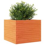 vidaXL Záhradný kvetináč voskovohnedý 60x60x46 cm masívna borovica – Obrázok 4