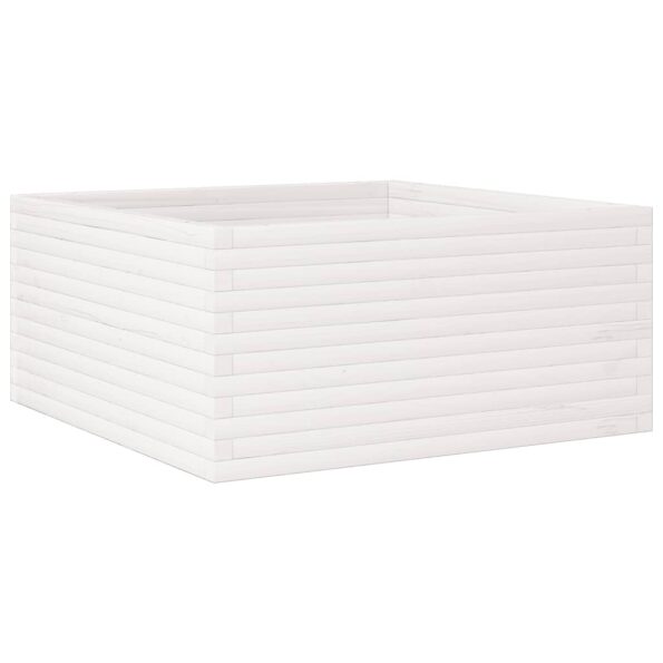 vidaXL Záhradný kvetináč biely 100x100x46 cm borovicový masív – Obrázok 7