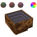 vidaXL Bočný stolík s LED dymový dub 40x40x30 cm kompozitné drevo – Obrázok 2