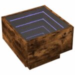 vidaXL Bočný stolík s LED dymový dub 40x40x30 cm kompozitné drevo – Obrázok 3