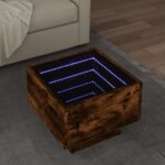 vidaXL Bočný stolík s LED dymový dub 40x40x30 cm kompozitné drevo