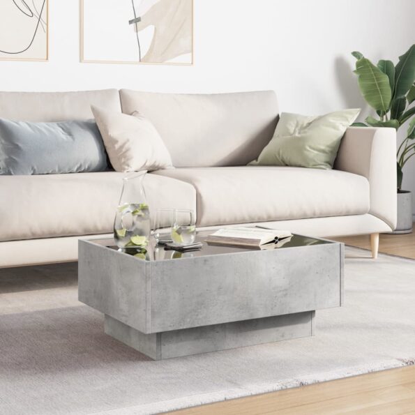 vidaXL Konferenčný stolík s LED betónový 70x50x30 cm kompozitné drevo – Obrázok 4