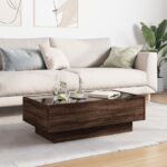 vidaXL Konferenčný stolík s LED hnedý dub 90x50x30 cm kompozitné drevo – Obrázok 4