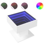 vidaXL Konferenčný stolík s LED biely 50x50x45 cm kompozitné drevo – Obrázok 2