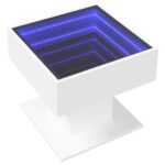 vidaXL Konferenčný stolík s LED biely 50x50x45 cm kompozitné drevo – Obrázok 3