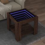 vidaXL Konferenčný stolík s LED hnedý dub 53x53x45 cm kompozit. drevo