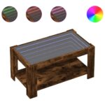 vidaXL Konferenčný stolík s LED dymový dub 93x53x45 cm kompozit. drevo – Obrázok 2