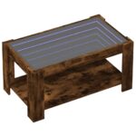 vidaXL Konferenčný stolík s LED dymový dub 93x53x45 cm kompozit. drevo – Obrázok 3