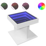 vidaXL Konferenčný stolík s LED biely 50x50x45 cm kompozitné drevo – Obrázok 2