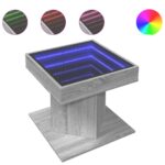 vidaXL Konferenčný stolík s LED sivá sonoma 50x50x45cm kompozit. drevo – Obrázok 2
