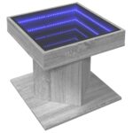 vidaXL Konferenčný stolík s LED sivá sonoma 50x50x45cm kompozit. drevo – Obrázok 3