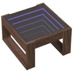 vidaXL Konferenčný stolík s nekonečnými LED hnedý dub 50x53x30 cm – Obrázok 3