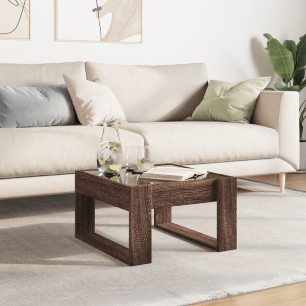 vidaXL Konferenčný stolík s nekonečnými LED hnedý dub 50x53x30 cm – Obrázok 4