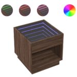 vidaXL Konferenčný stolík s nekonečnými LED hnedý dub 50x50x50 cm – Obrázok 2