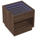 vidaXL Konferenčný stolík s nekonečnými LED hnedý dub 50x50x50 cm – Obrázok 3