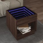 vidaXL Konferenčný stolík s nekonečnými LED hnedý dub 50x50x50 cm