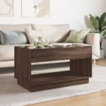 vidaXL Konferenčný stolík s nekonečnými LED hnedý dub 90x50x50 cm – Obrázok 3