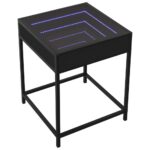vidaXL Nočný stolík s nekonečnými LED čierny 40x40x51 cm – Obrázok 3