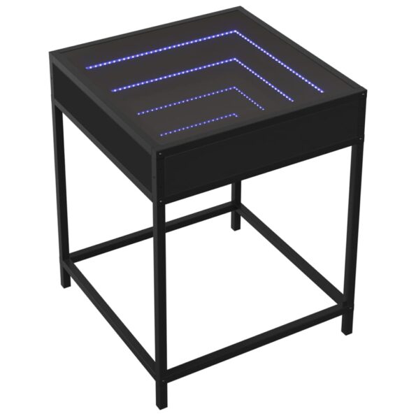 vidaXL Nočný stolík s nekonečnými LED čierny 40x40x51 cm – Obrázok 3