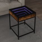 vidaXL Konferenčný stolík s nekonečnými LED dymový dub 40x40x51 cm