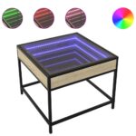vidaXL Konferenčný stolík s nekonečnými LED dub sonoma 50x50x41 cm – Obrázok 2