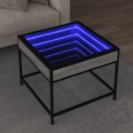 vidaXL Konferenčný stolík s nekonečnými LED sivý sonoma 50x50x41 cm