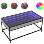 vidaXL Konferenčný stolík s nekonečnými LED sivý sonoma 90x50x41 cm – Obrázok 2
