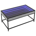 vidaXL Konferenčný stolík s nekonečnými LED sivý sonoma 90x50x41 cm – Obrázok 3