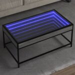 vidaXL Konferenčný stolík s nekonečnými LED sivý sonoma 90x50x41 cm