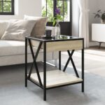 vidaXL Konferenčný stolík s nekonečnými LED dub sonoma 40x40x49 cm – Obrázok 4