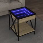 vidaXL Konferenčný stolík s nekonečnými LED dub sonoma 40x40x49 cm