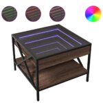 vidaXL Konferenčný stolík s nekonečnými LED hnedý dub 50x50x38 cm – Obrázok 2