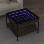 vidaXL Konferenčný stolík s nekonečnými LED hnedý dub 50x50x38 cm