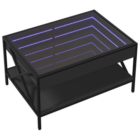 vidaXL Konferenčný stolík s nekonečnými LED čierny 70x50x38 cm – Obrázok 3