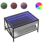 vidaXL Konferenčný stolík s nekonečnými LED sivý sonoma 70x50x38 cm – Obrázok 2