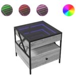 vidaXL Konferenčný stolík s nekonečnými LED sivý sonoma 50x50x51 cm – Obrázok 2