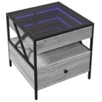 vidaXL Konferenčný stolík s nekonečnými LED sivý sonoma 50x50x51 cm – Obrázok 3
