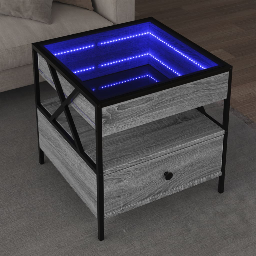 VXL8721102678929_m_en_hd_1.jpg vidaXL Konferenčný stolík s nekonečnými LED sivý sonoma 50x50x51 cm – Obrázok 1