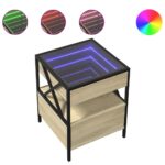 vidaXL Konferenčný stolík s nekonečnými LED dub sonoma 40x40x51 cm – Obrázok 2