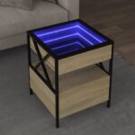 vidaXL Konferenčný stolík s nekonečnými LED dub sonoma 40x40x51 cm