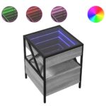 vidaXL Konferenčný stolík s nekonečnými LED sivý sonoma 40x40x51 cm – Obrázok 2