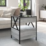 vidaXL Konferenčný stolík s nekonečnými LED sivý sonoma 40x40x51 cm – Obrázok 4