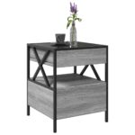 vidaXL Konferenčný stolík s nekonečnými LED sivý sonoma 40x40x51 cm – Obrázok 5