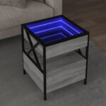 vidaXL Konferenčný stolík s nekonečnými LED sivý sonoma 40x40x51 cm